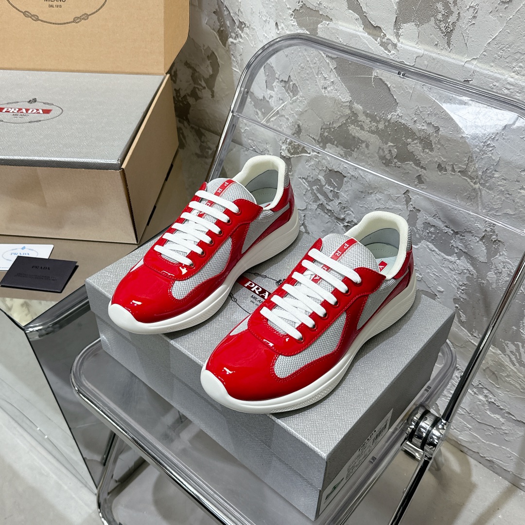 Patent leather and technical fabric Prada America's Cup sneakers