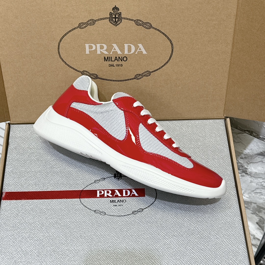 Patent leather and technical fabric Prada America's Cup sneakers