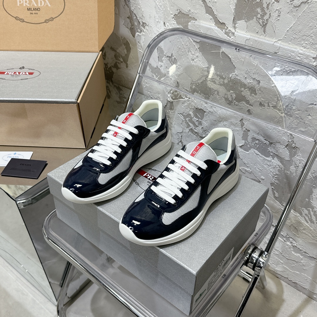 Patent leather and technical fabric Prada America's Cup sneakers