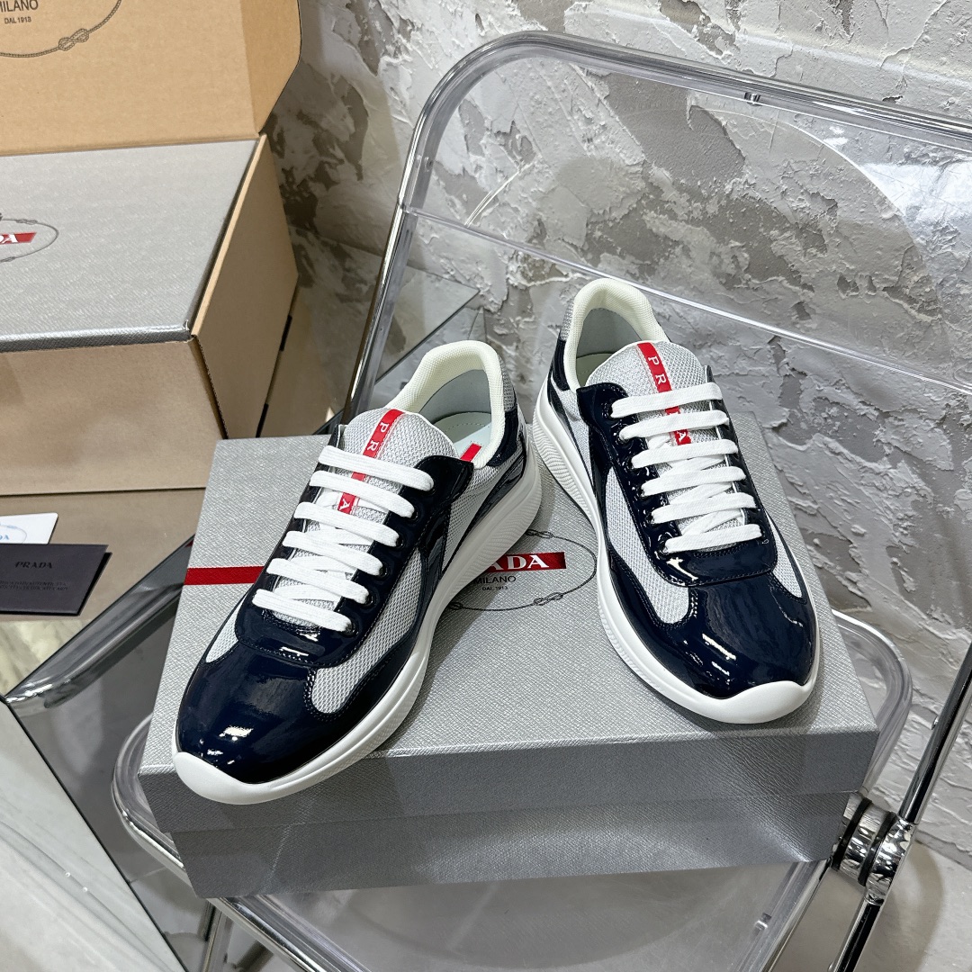 Patent leather and technical fabric Prada America's Cup sneakers