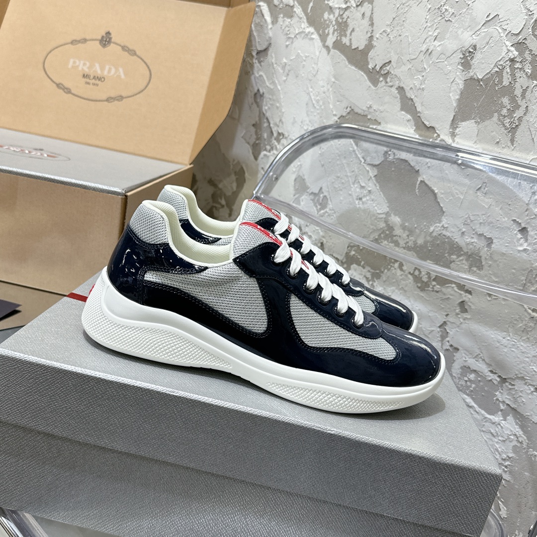 Patent leather and technical fabric Prada America's Cup sneakers