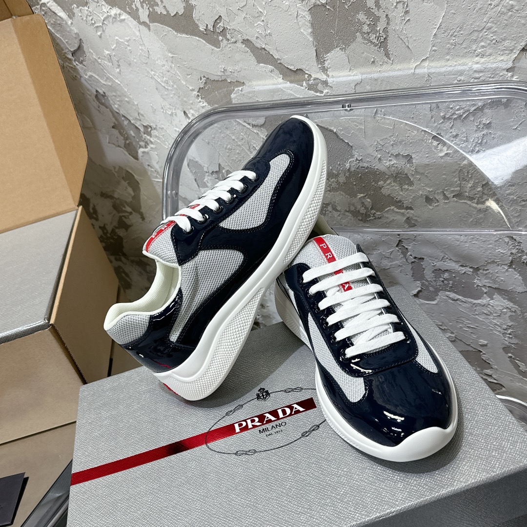 Patent leather and technical fabric Prada America's Cup sneakers