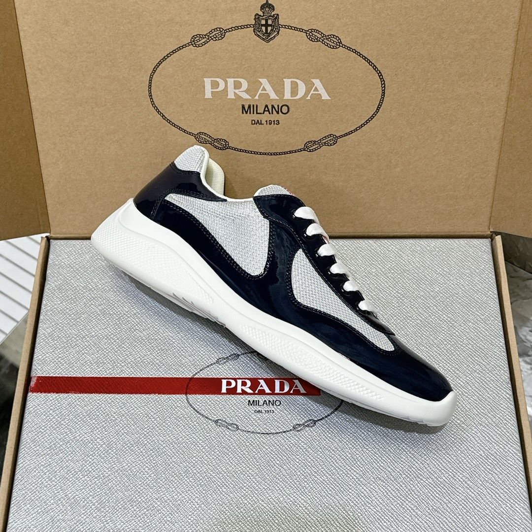 Patent leather and technical fabric Prada America's Cup sneakers