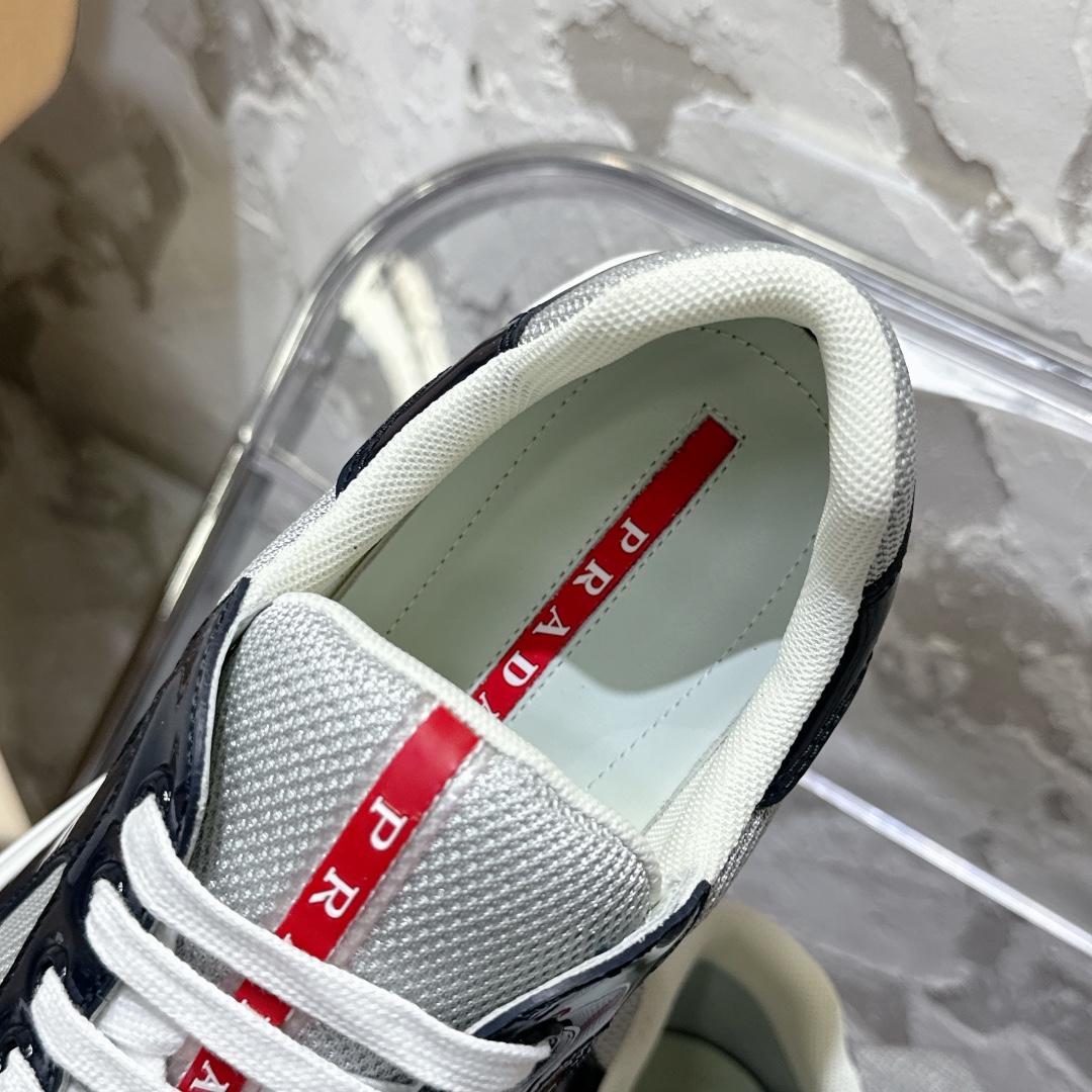 Patent leather and technical fabric Prada America's Cup sneakers