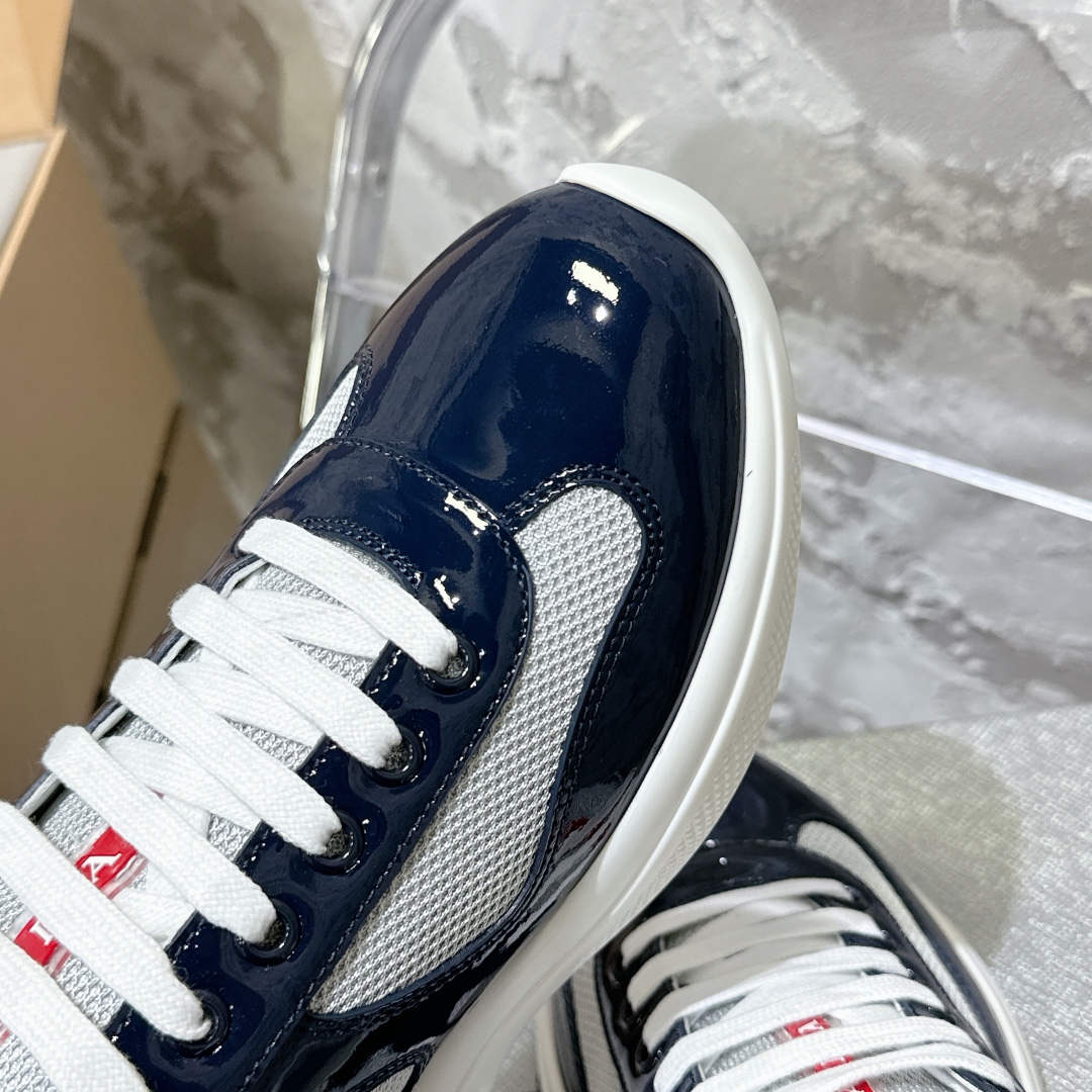 Patent leather and technical fabric Prada America's Cup sneakers