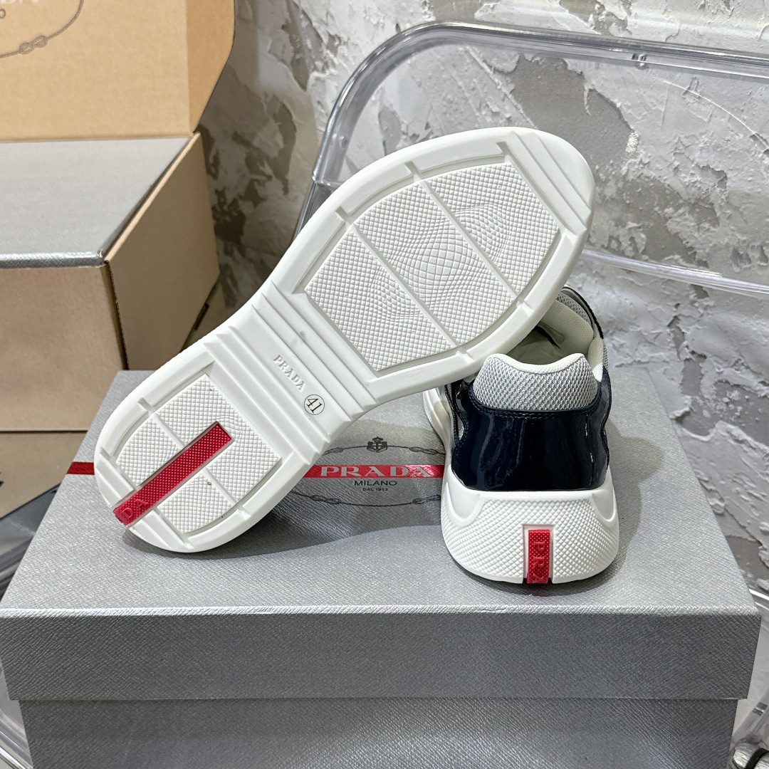 Patent leather and technical fabric Prada America's Cup sneakers