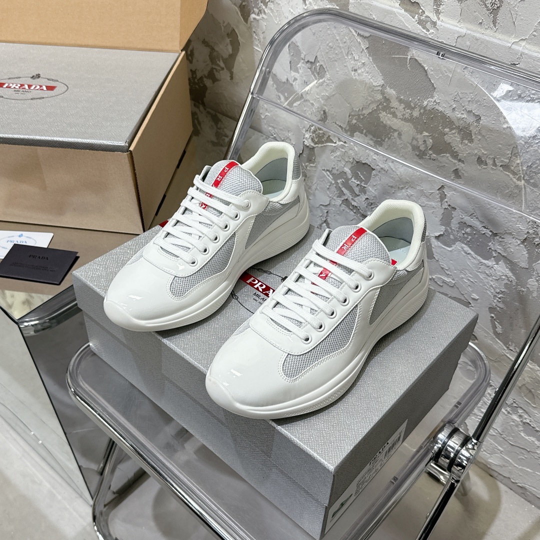 Patent leather and technical fabric Prada America's Cup sneakers