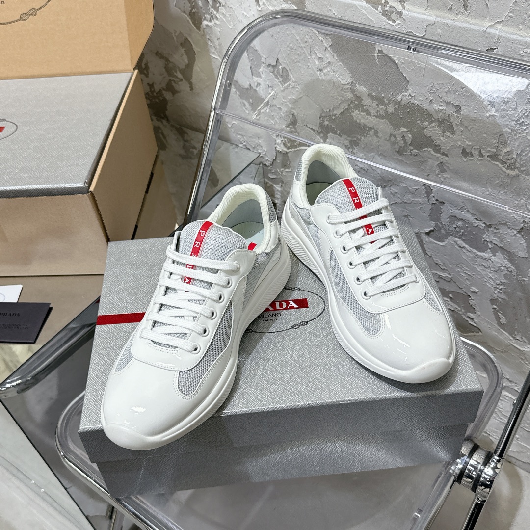 Patent leather and technical fabric Prada America's Cup sneakers