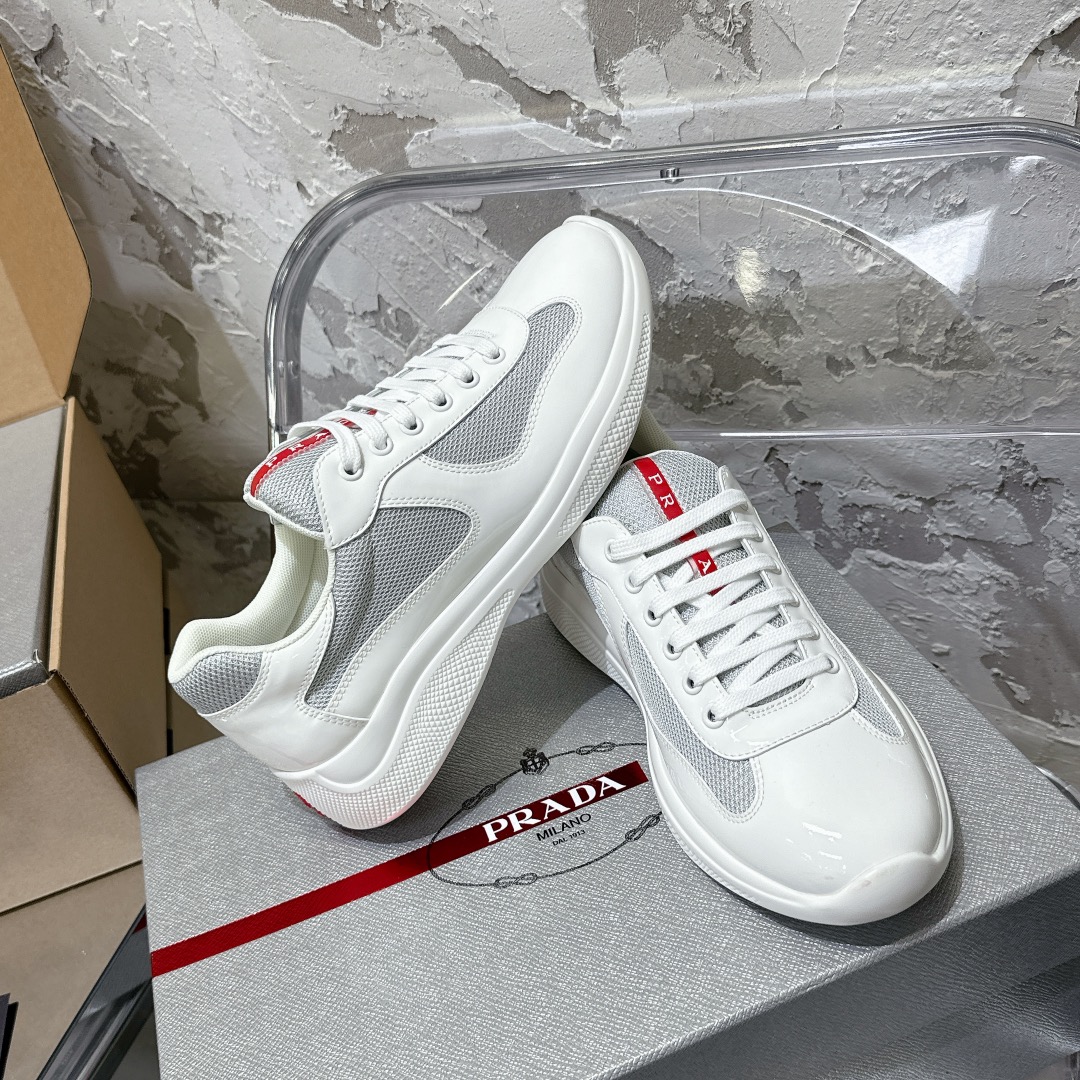 Patent leather and technical fabric Prada America's Cup sneakers