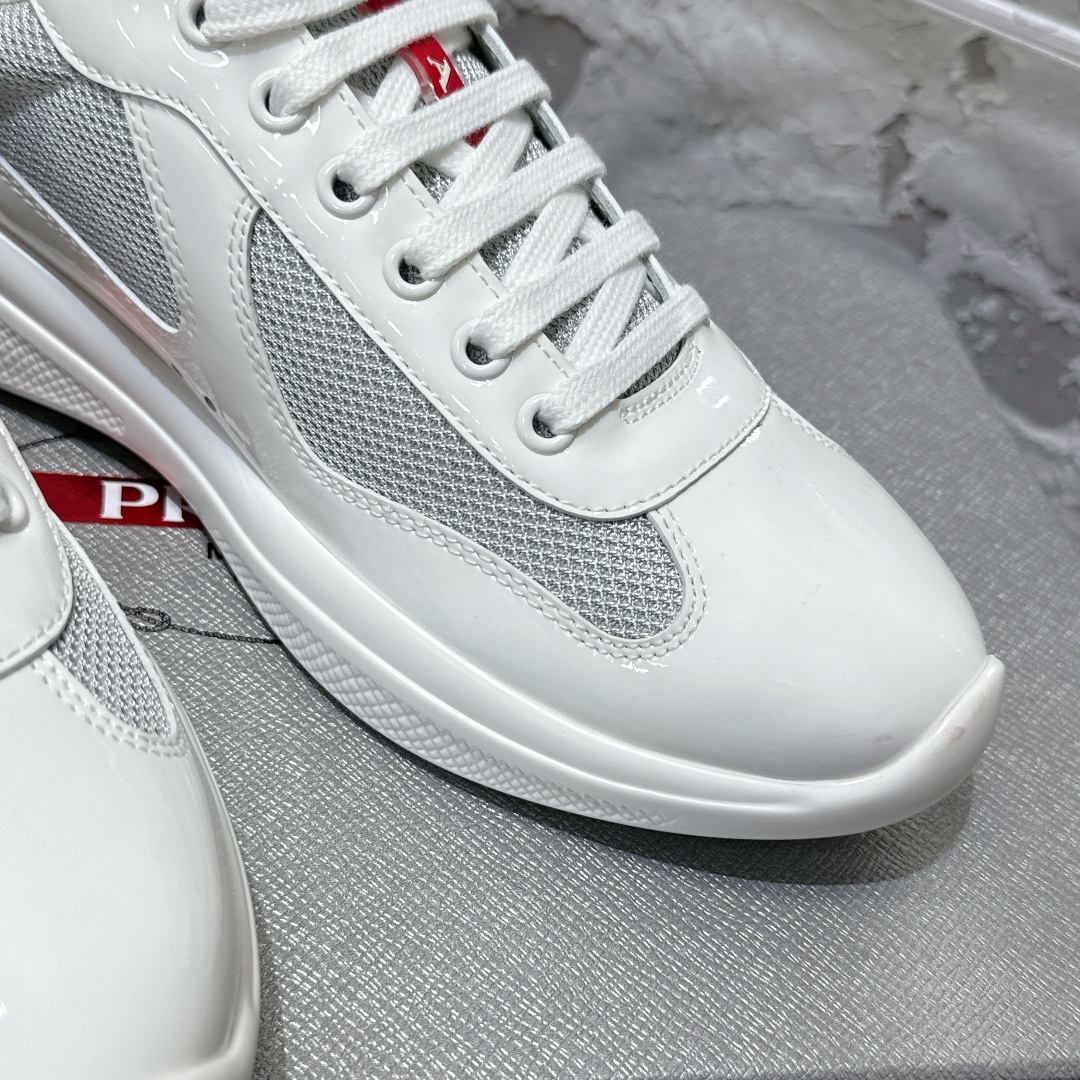 Patent leather and technical fabric Prada America's Cup sneakers