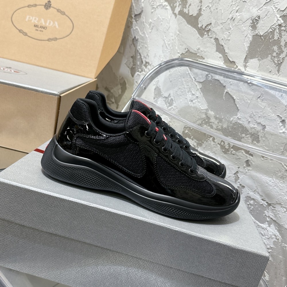 Patent leather and technical fabric Prada America's Cup sneakers