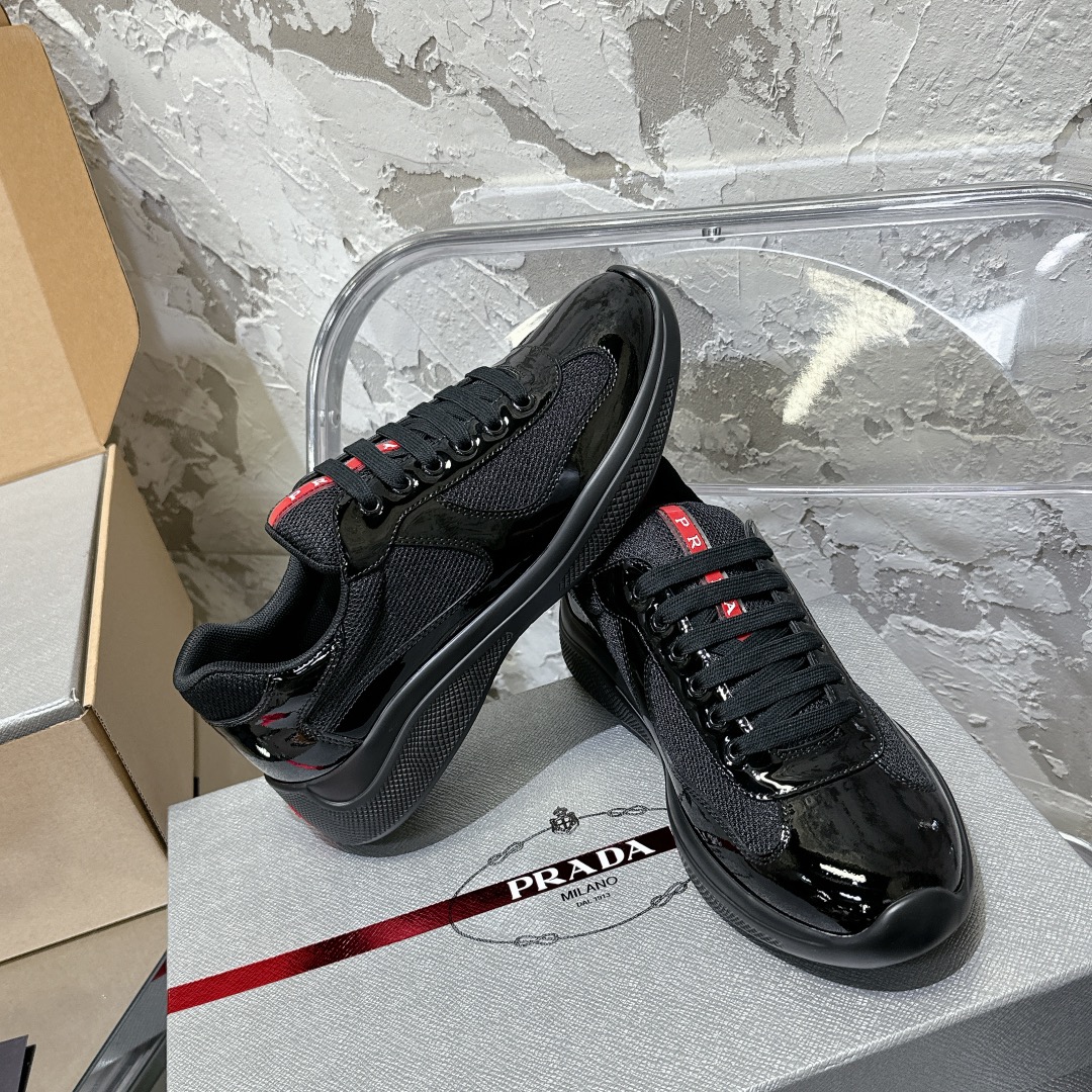 Patent leather and technical fabric Prada America's Cup sneakers