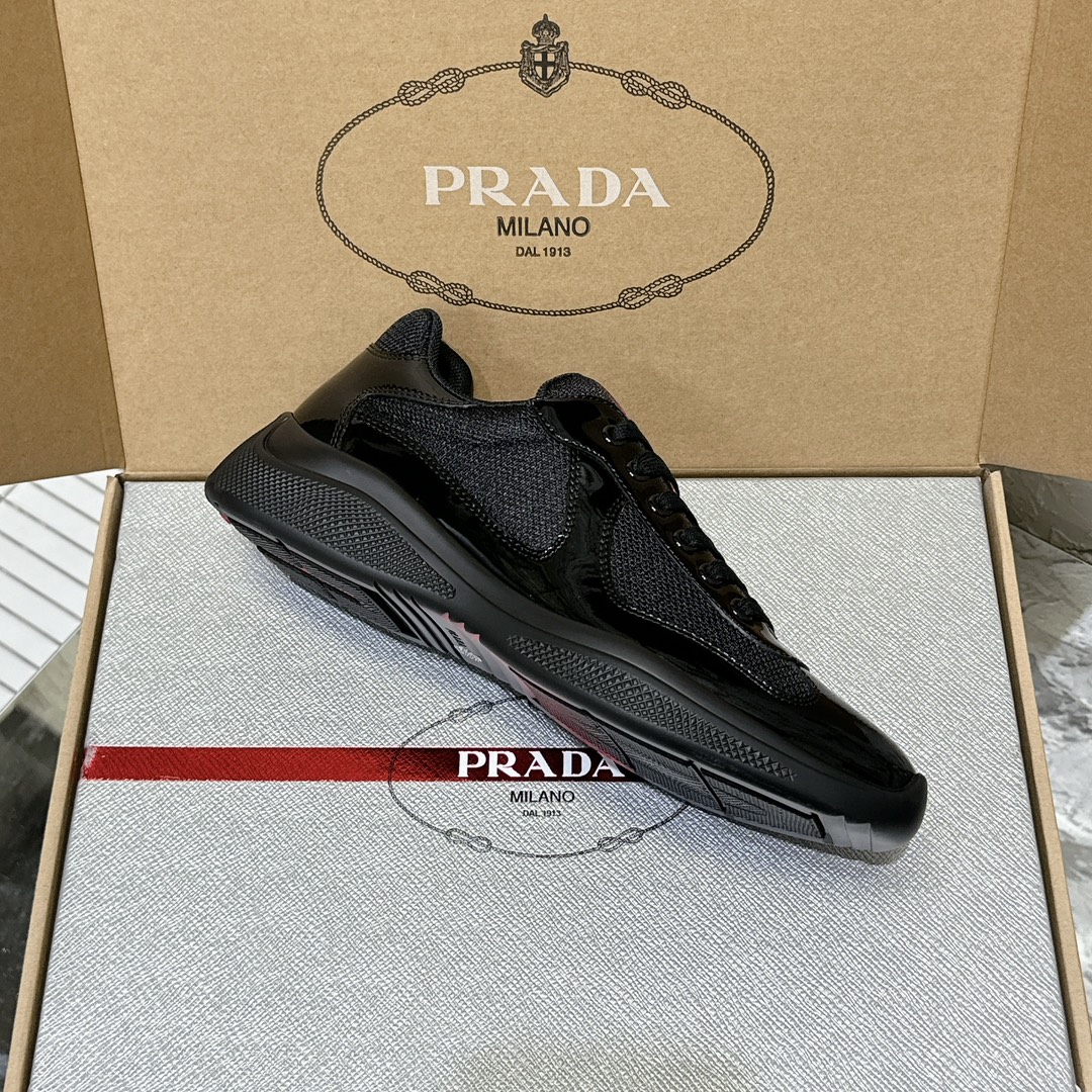 Patent leather and technical fabric Prada America's Cup sneakers