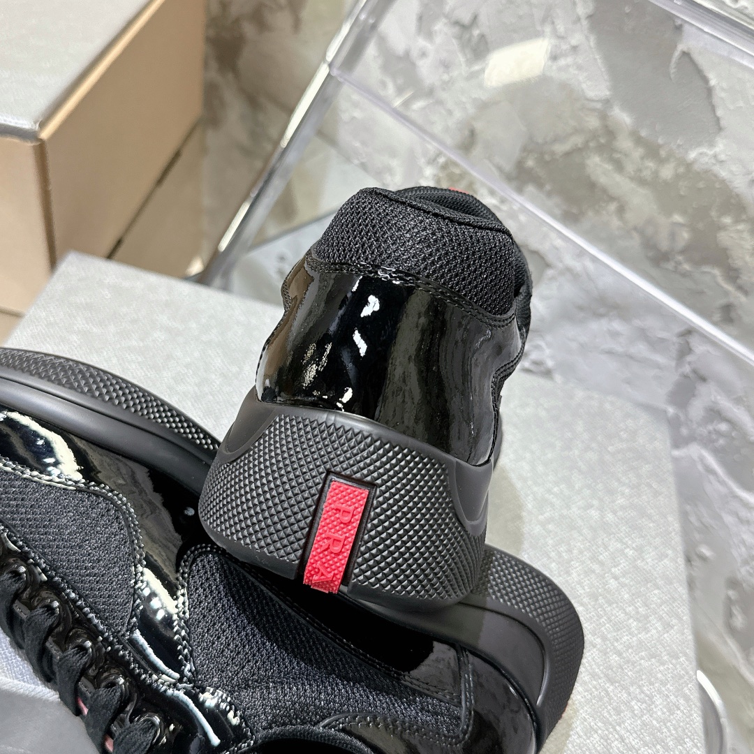 Patent leather and technical fabric Prada America's Cup sneakers