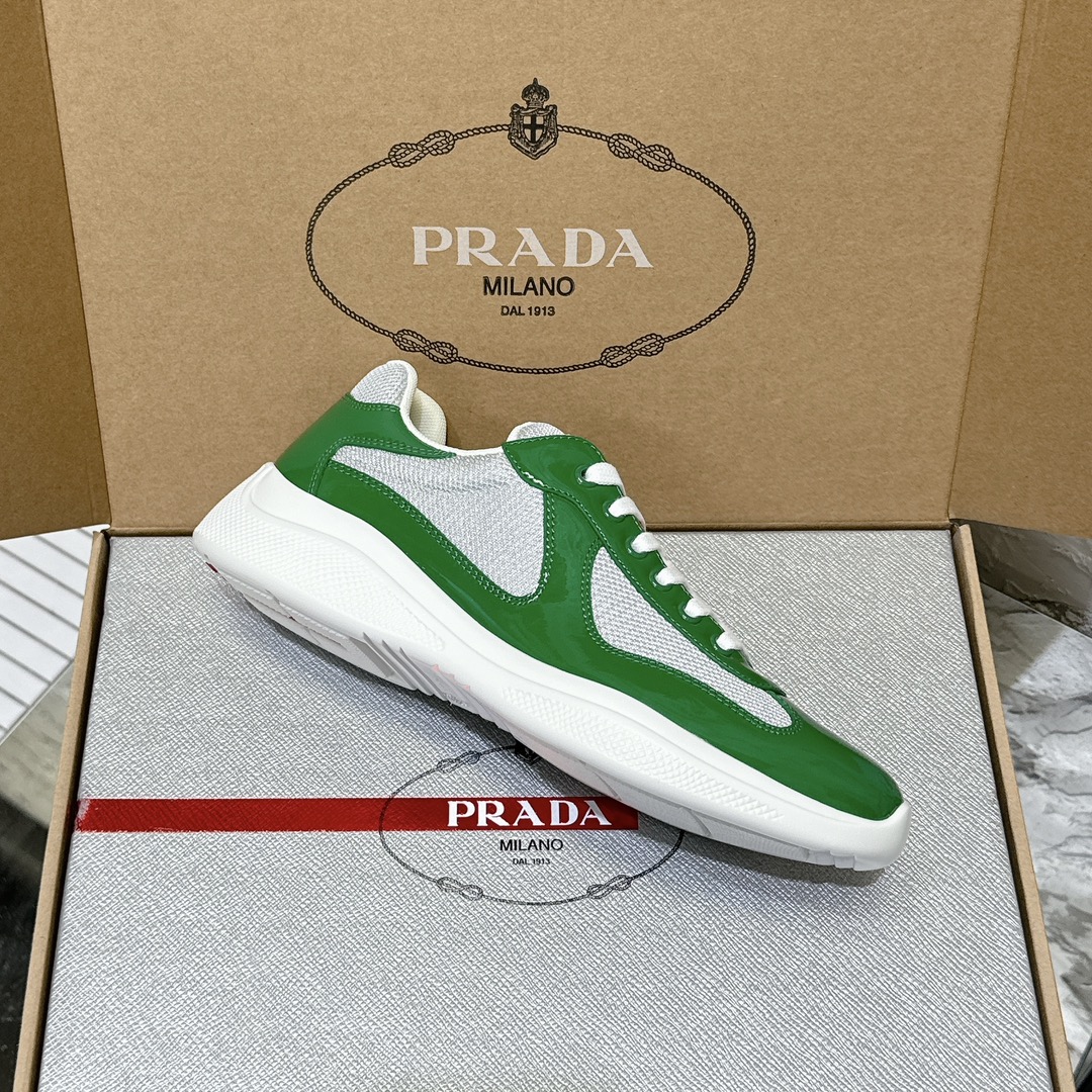 Patent leather and technical fabric Prada America's Cup sneakers