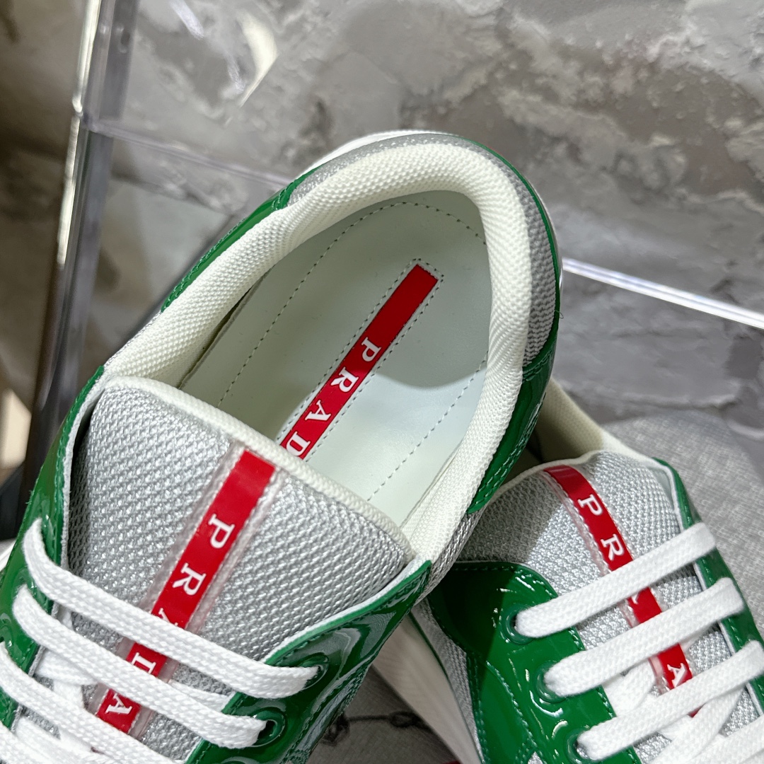 Patent leather and technical fabric Prada America's Cup sneakers