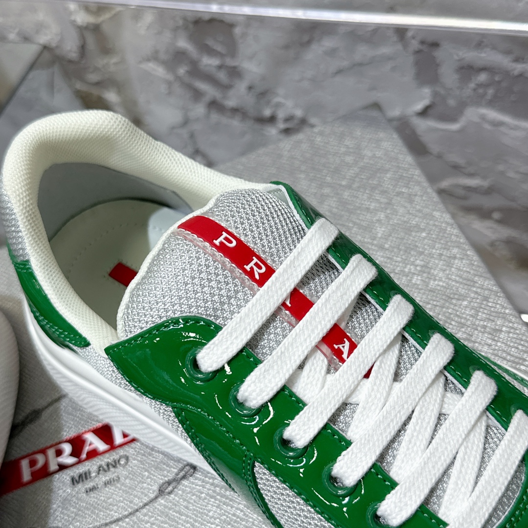 Patent leather and technical fabric Prada America's Cup sneakers