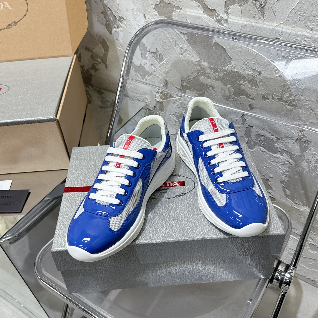 Patent leather and technical fabric Prada America's Cup sneakers