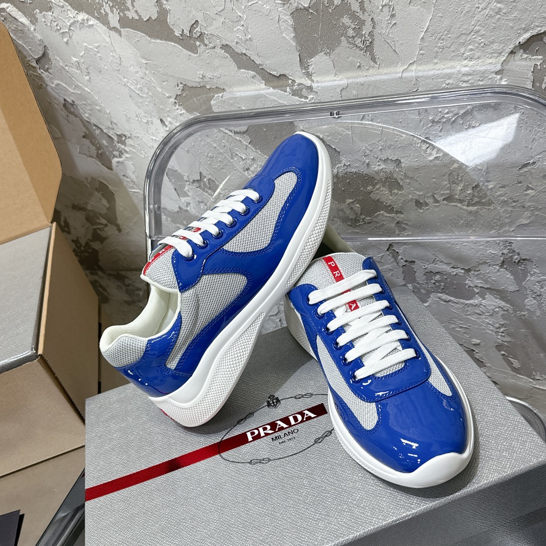 Patent leather and technical fabric Prada America's Cup sneakers