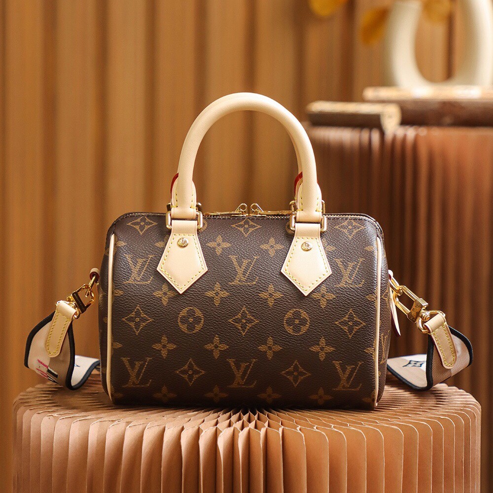 Lv Monogram Speedy Bandouliere 20 Handbag Brown