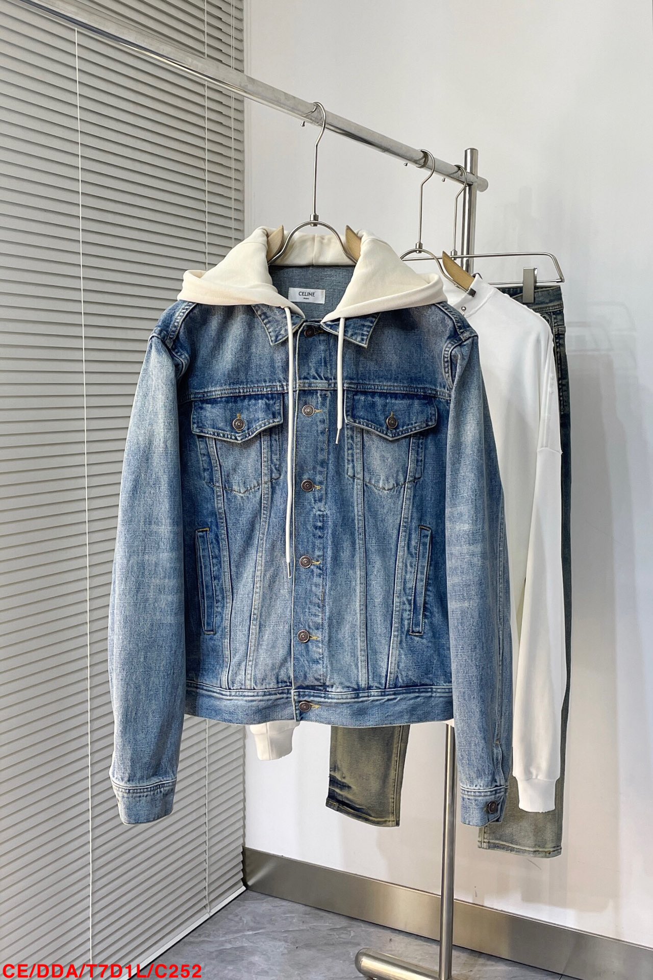 Celine trucker jacket in union wash denim