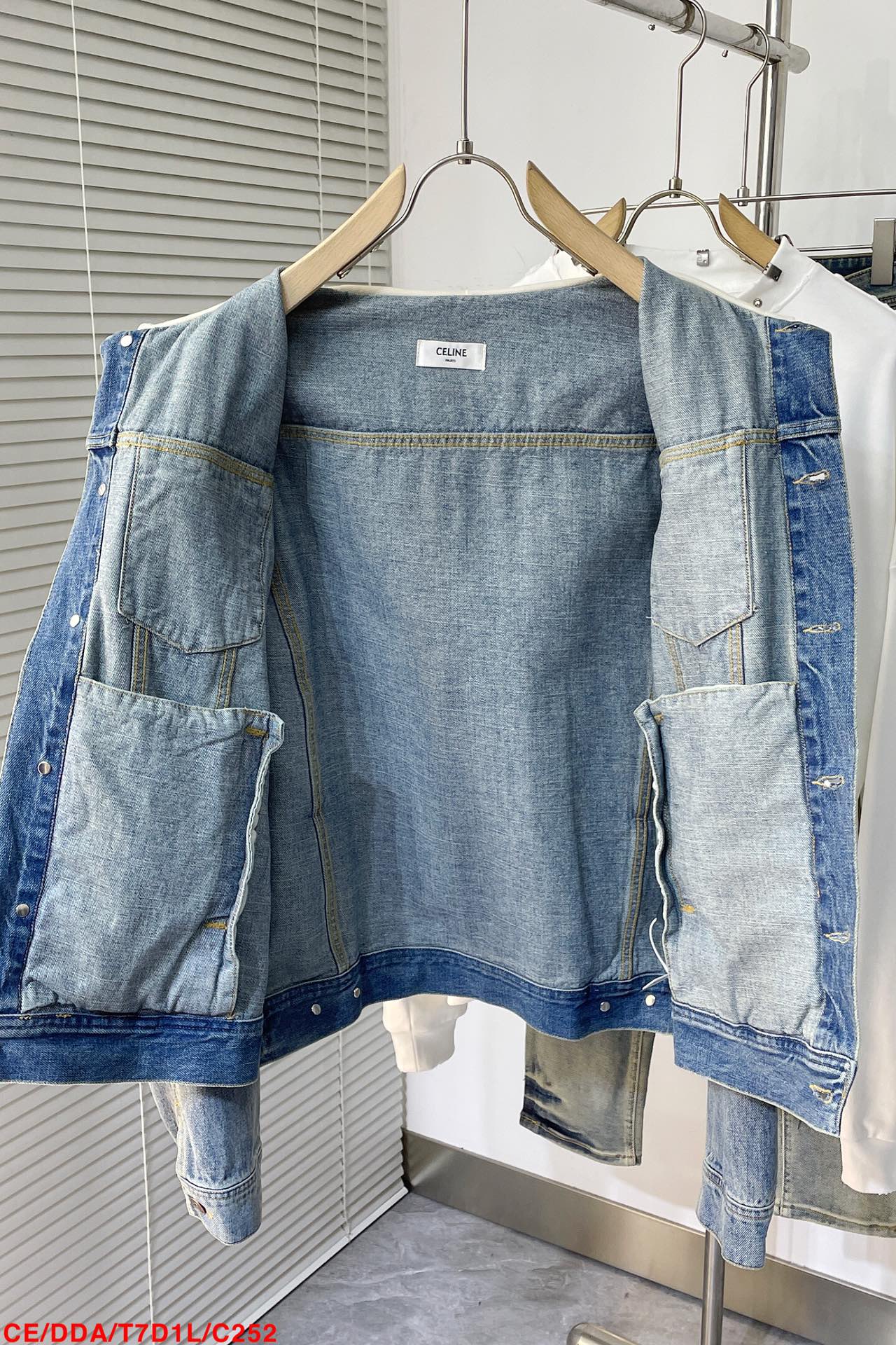 Celine trucker jacket in union wash denim